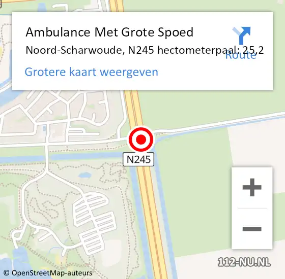 Locatie op kaart van de 112 melding: Ambulance Met Grote Spoed Naar Noord-Scharwoude, N245 hectometerpaal: 30,0 op 18 november 2016 09:27