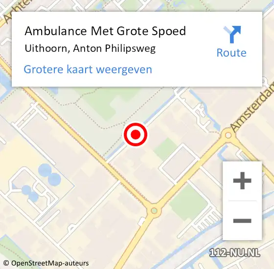 Locatie op kaart van de 112 melding: Ambulance Met Grote Spoed Naar Uithoorn, Anton Philipsweg op 18 november 2016 09:59