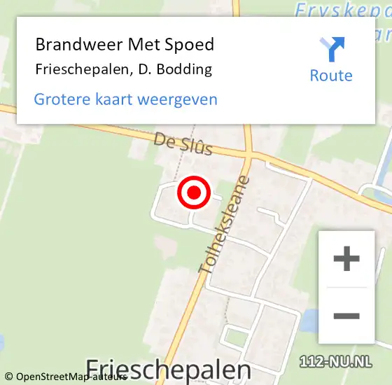 Locatie op kaart van de 112 melding: Brandweer Met Spoed Naar Frieschepalen, D. Bodding op 1 januari 2014 19:38