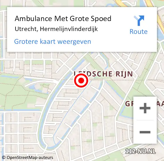 Locatie op kaart van de 112 melding: Ambulance Met Grote Spoed Naar Utrecht, Hermelijnvlinderdijk op 19 november 2016 09:17