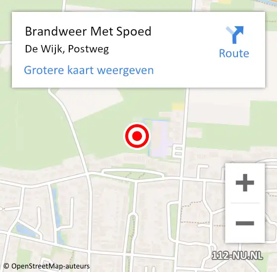 Locatie op kaart van de 112 melding: Brandweer Met Spoed Naar De Wijk, Postweg op 19 november 2016 11:04