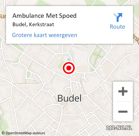Locatie op kaart van de 112 melding: Ambulance Met Spoed Naar Budel, Kerkstraat op 19 november 2016 19:57