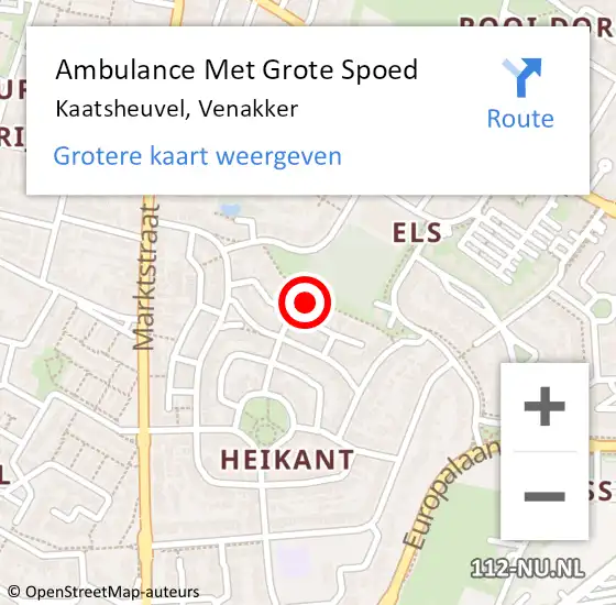 Locatie op kaart van de 112 melding: Ambulance Met Grote Spoed Naar Kaatsheuvel, Venakker op 20 november 2016 04:21