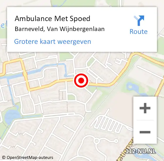 Locatie op kaart van de 112 melding: Ambulance Met Spoed Naar Barneveld, Van Wijnbergenlaan op 20 november 2016 04:33