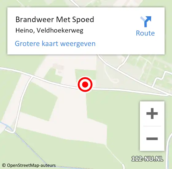 Locatie op kaart van de 112 melding: Brandweer Met Spoed Naar Heino, Veldhoekerweg op 20 november 2016 12:12