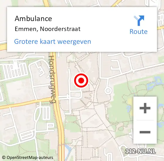 Locatie op kaart van de 112 melding: Ambulance Emmen, Noorderstraat op 20 november 2016 13:32