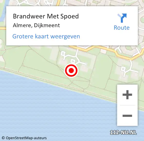 Locatie op kaart van de 112 melding: Brandweer Met Spoed Naar Almere, Dijkmeent op 20 november 2016 13:35