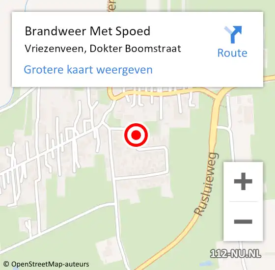 Locatie op kaart van de 112 melding: Brandweer Met Spoed Naar Vriezenveen, Dokter Boomstraat op 20 november 2016 14:40