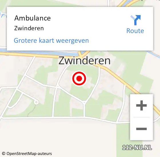 Locatie op kaart van de 112 melding: Ambulance Zwinderen op 20 november 2016 17:49