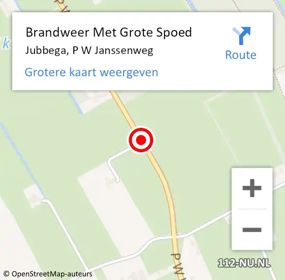 Locatie op kaart van de 112 melding: Brandweer Met Grote Spoed Naar Jubbega, P W Janssenweg op 20 november 2016 18:25