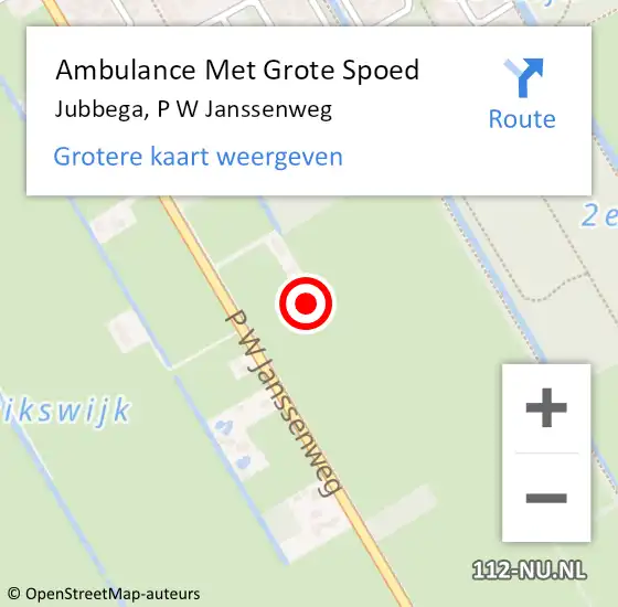 Locatie op kaart van de 112 melding: Ambulance Met Grote Spoed Naar Jubbega, P W Janssenweg op 20 november 2016 18:42