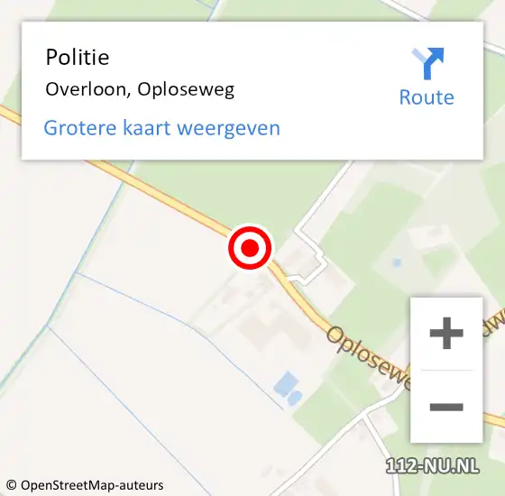 Locatie op kaart van de 112 melding: Politie Overloon, Oploseweg op 20 november 2016 19:25