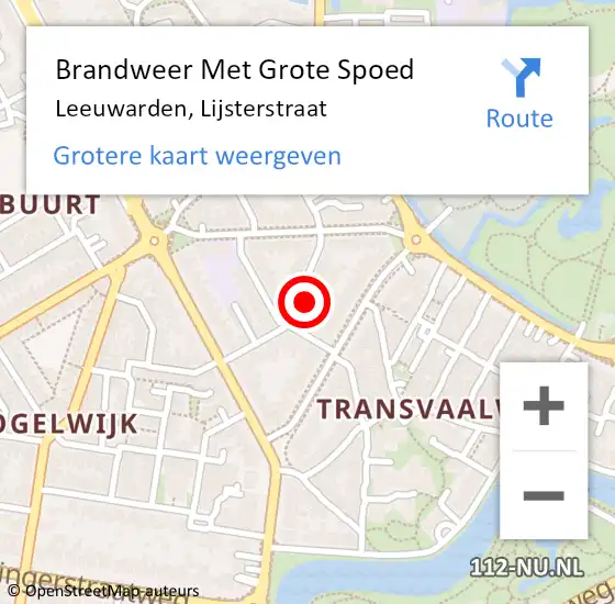 Locatie op kaart van de 112 melding: Brandweer Met Grote Spoed Naar Leeuwarden, Lijsterstraat op 20 november 2016 20:22