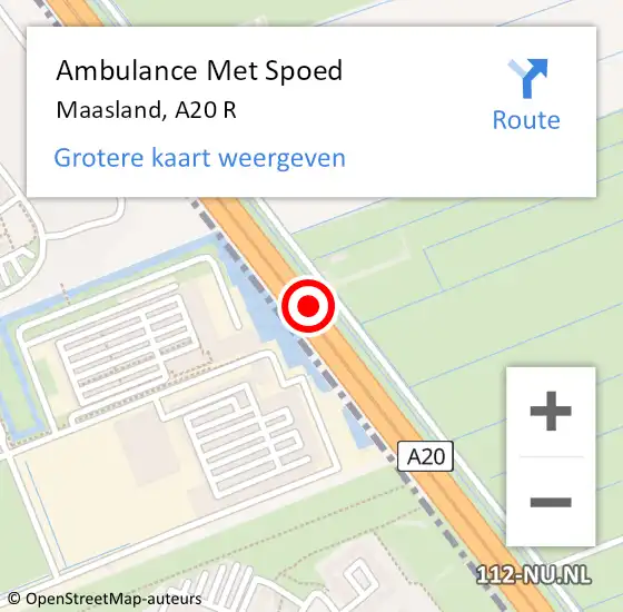 Locatie op kaart van de 112 melding: Ambulance Met Spoed Naar Maasland, A20 R op 20 november 2016 22:19