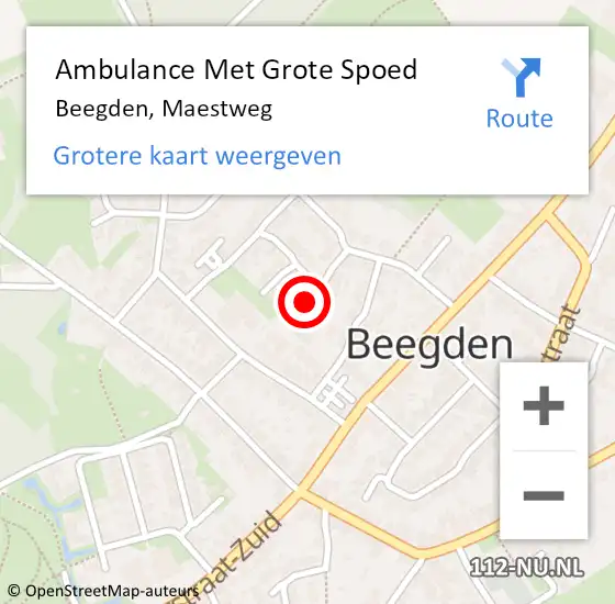 Locatie op kaart van de 112 melding: Ambulance Met Grote Spoed Naar Beegden, Maestweg op 21 november 2016 12:54