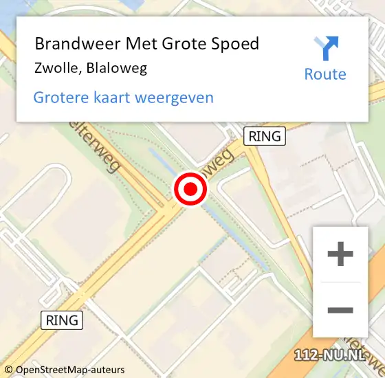 Locatie op kaart van de 112 melding: Brandweer Met Grote Spoed Naar Zwolle, Blaloweg op 22 november 2016 09:28