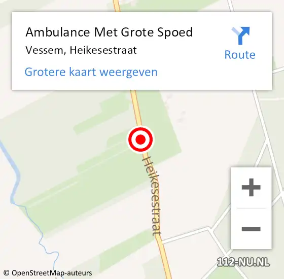 Locatie op kaart van de 112 melding: Ambulance Met Grote Spoed Naar Vessem, Heikesestraat op 22 november 2016 15:37