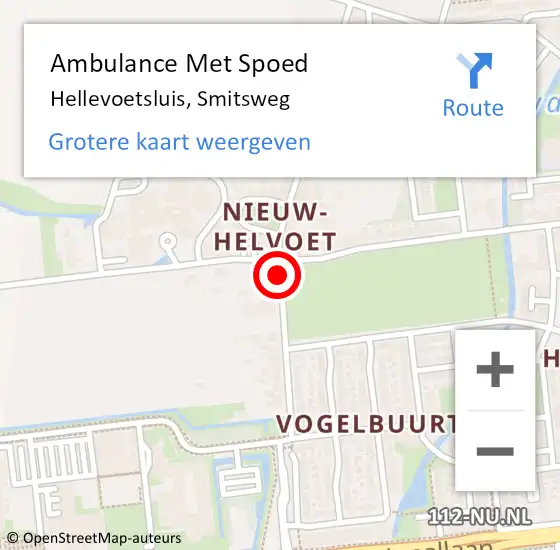 Locatie op kaart van de 112 melding: Ambulance Met Spoed Naar Hellevoetsluis, Smitsweg op 22 november 2016 15:44