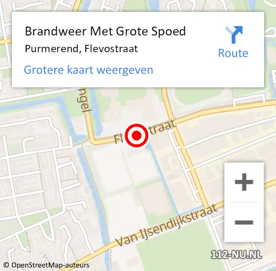 Locatie op kaart van de 112 melding: Brandweer Met Grote Spoed Naar Purmerend, Flevostraat op 22 november 2016 16:53