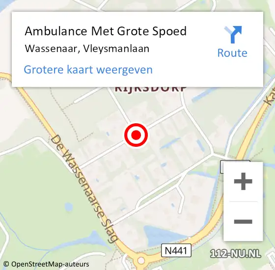 Locatie op kaart van de 112 melding: Ambulance Met Grote Spoed Naar Wassenaar, Vleysmanlaan op 23 november 2016 10:07