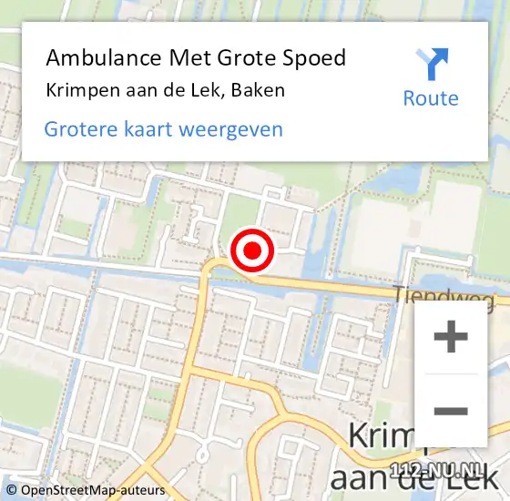 Locatie op kaart van de 112 melding: Ambulance Met Grote Spoed Naar Krimpen aan de Lek, Baken op 23 november 2016 12:05