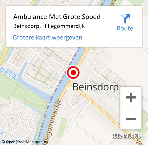 Locatie op kaart van de 112 melding: Ambulance Met Grote Spoed Naar Beinsdorp, Hillegommerdijk op 23 november 2016 14:57