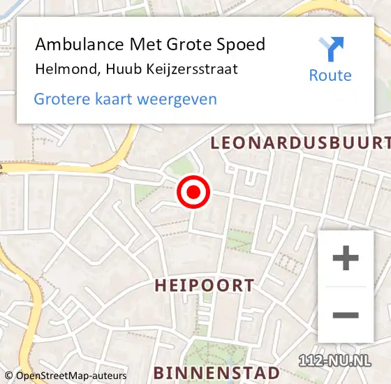 Locatie op kaart van de 112 melding: Ambulance Met Grote Spoed Naar Helmond, Huub Keijzersstraat op 23 november 2016 15:37