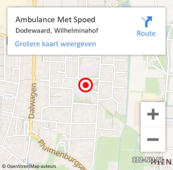Locatie op kaart van de 112 melding: Ambulance Met Spoed Naar Dodewaard, Wilhelminahof op 25 november 2016 04:05