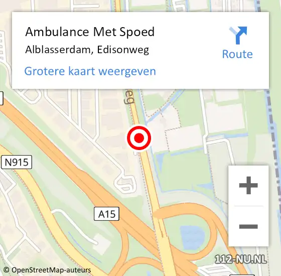 Locatie op kaart van de 112 melding: Ambulance Met Spoed Naar Alblasserdam, Edisonweg op 25 november 2016 06:33