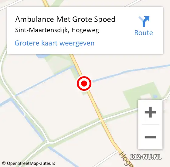 Locatie op kaart van de 112 melding: Ambulance Met Grote Spoed Naar Sint-Maartensdijk, Hogeweg op 25 november 2016 12:05