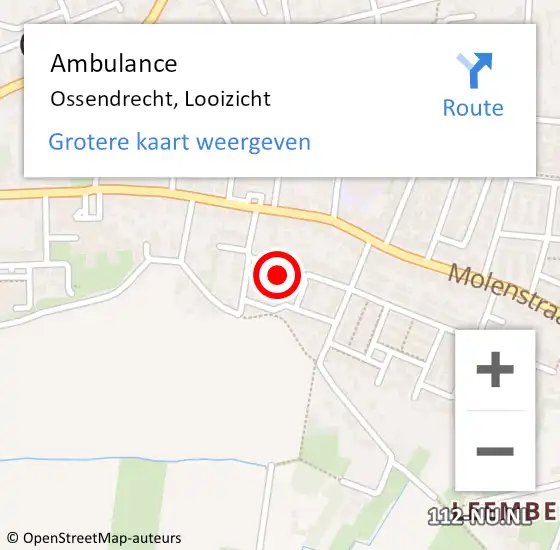 Locatie op kaart van de 112 melding: Ambulance Ossendrecht, Looizicht op 25 november 2016 13:55