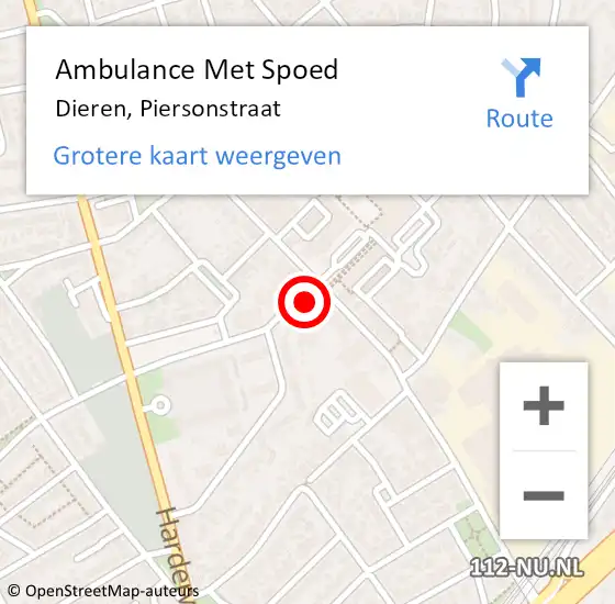 Locatie op kaart van de 112 melding: Ambulance Met Spoed Naar Dieren, Piersonstraat op 25 november 2016 14:27
