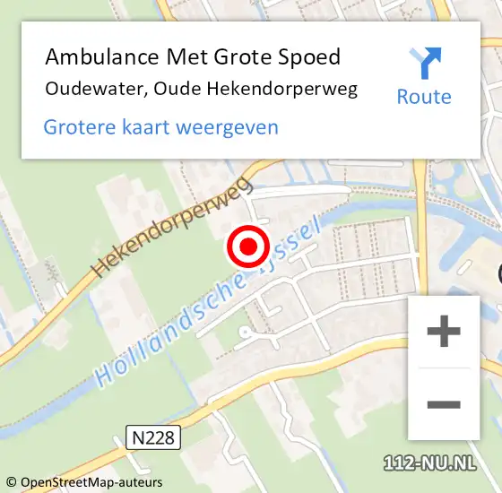 Locatie op kaart van de 112 melding: Ambulance Met Grote Spoed Naar Oudewater, Oude Hekendorperweg op 25 november 2016 15:30