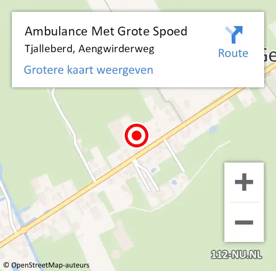 Locatie op kaart van de 112 melding: Ambulance Met Grote Spoed Naar Tjalleberd, Aengwirderweg op 2 januari 2014 14:22