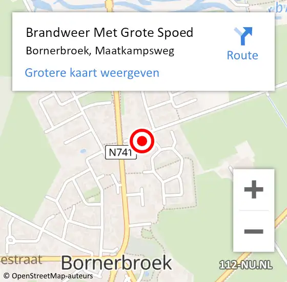 Locatie op kaart van de 112 melding: Brandweer Met Grote Spoed Naar Bornerbroek, Maatkampsweg op 25 november 2016 16:42