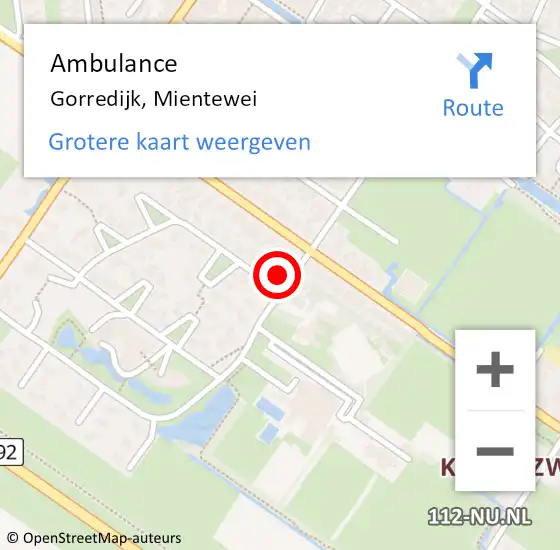 Locatie op kaart van de 112 melding: Ambulance Gorredijk, Mientewei op 25 november 2016 16:49