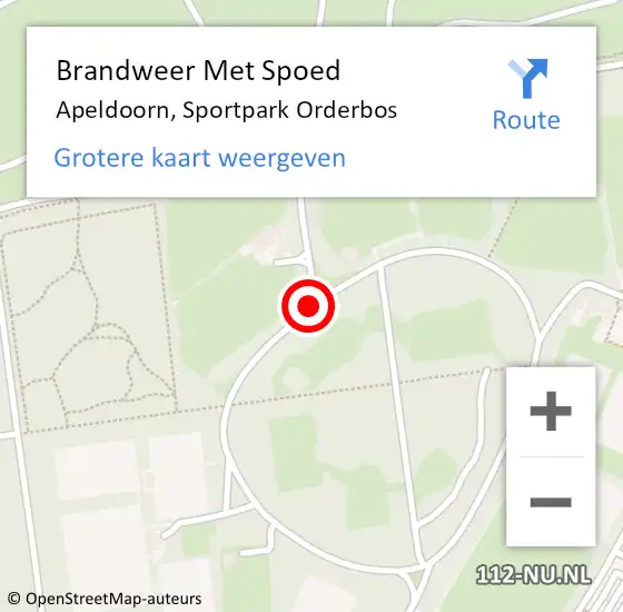 Locatie op kaart van de 112 melding: Brandweer Met Spoed Naar Apeldoorn, Sportpark Orderbos op 26 november 2016 00:29