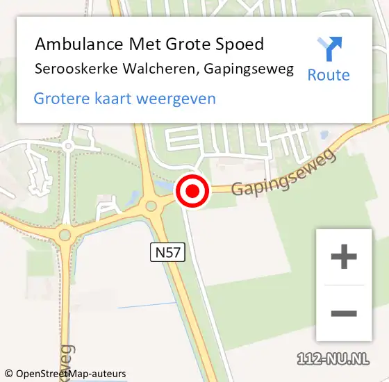 Locatie op kaart van de 112 melding: Ambulance Met Grote Spoed Naar Serooskerke Walcheren, Gapingseweg op 2 januari 2014 15:15