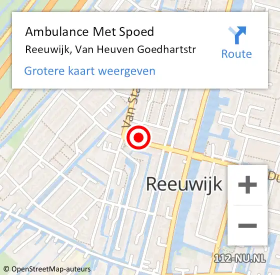 Locatie op kaart van de 112 melding: Ambulance Met Spoed Naar Reeuwijk, Van Heuven Goedhartstr op 26 november 2016 09:26