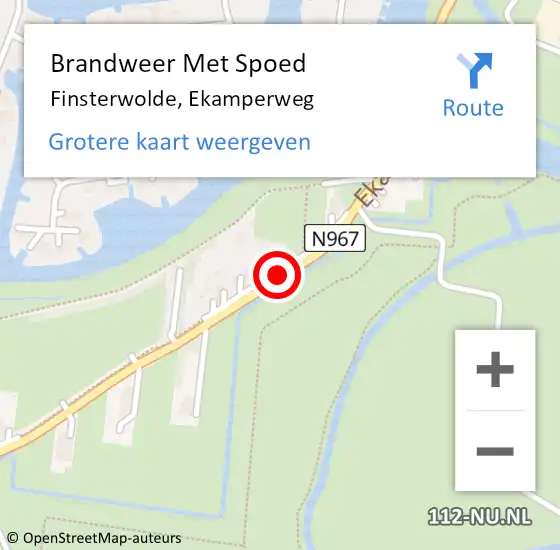 Locatie op kaart van de 112 melding: Brandweer Met Spoed Naar Finsterwolde, Ekamperweg op 26 november 2016 15:48