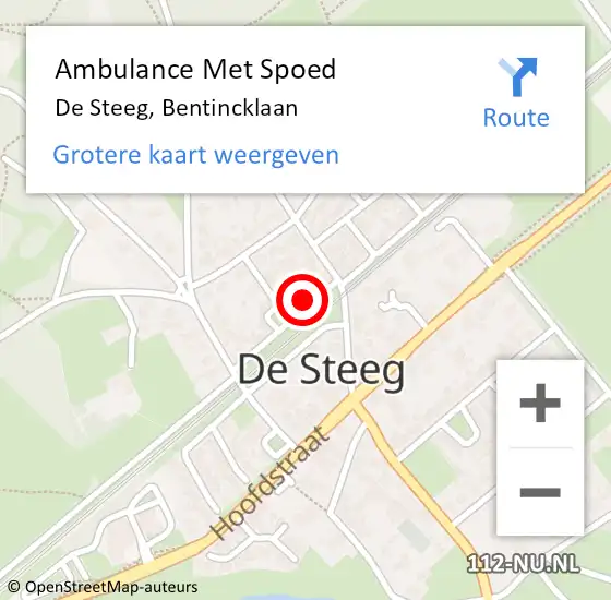 Locatie op kaart van de 112 melding: Ambulance Met Spoed Naar De Steeg, Bentincklaan op 26 november 2016 22:47