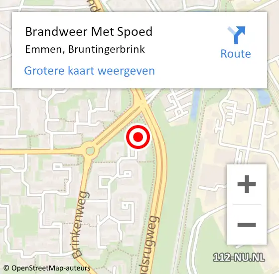 Locatie op kaart van de 112 melding: Brandweer Met Spoed Naar Emmen, Bruntingerbrink op 27 november 2016 06:57