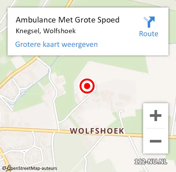 Locatie op kaart van de 112 melding: Ambulance Met Grote Spoed Naar Knegsel, Wolfshoek op 27 november 2016 06:58