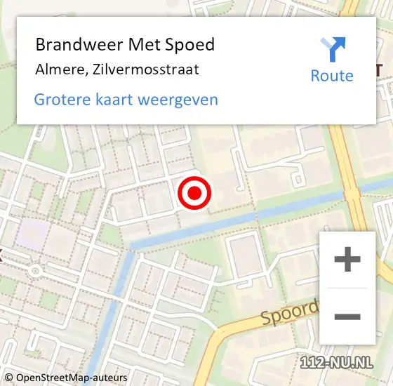 Locatie op kaart van de 112 melding: Brandweer Met Spoed Naar Almere, Zilvermosstraat op 27 november 2016 12:05