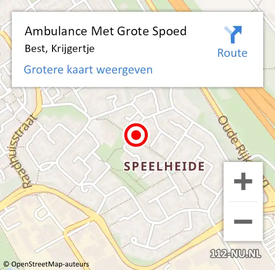 Locatie op kaart van de 112 melding: Ambulance Met Grote Spoed Naar Best, Krijgertje op 28 november 2016 01:38