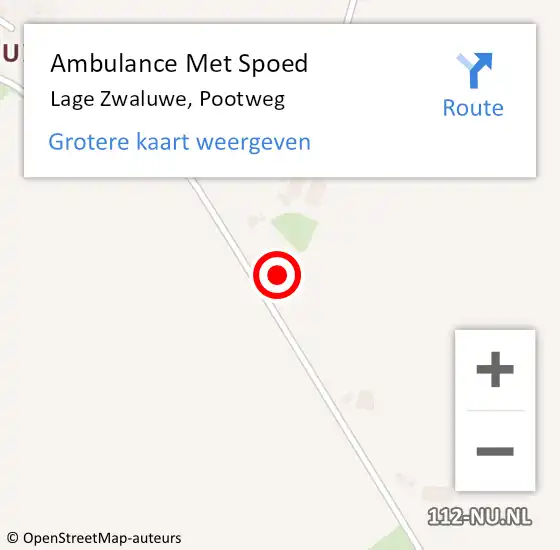 Locatie op kaart van de 112 melding: Ambulance Met Spoed Naar Lage Zwaluwe, Pootweg op 28 november 2016 15:11
