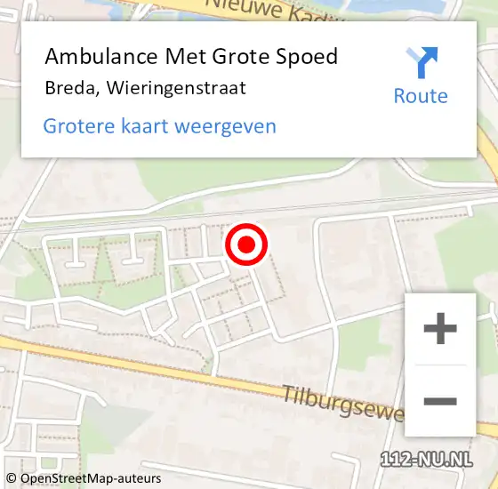 Locatie op kaart van de 112 melding: Ambulance Met Grote Spoed Naar Breda, Wieringenstraat op 28 november 2016 15:15