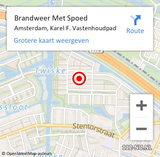 Locatie op kaart van de 112 melding: Brandweer Met Spoed Naar Amsterdam, Karel F. Vastenhoudpad op 2 januari 2014 21:07