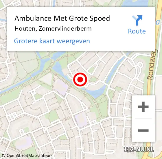 Locatie op kaart van de 112 melding: Ambulance Met Grote Spoed Naar Houten, Zomervlinderberm op 29 november 2016 09:39