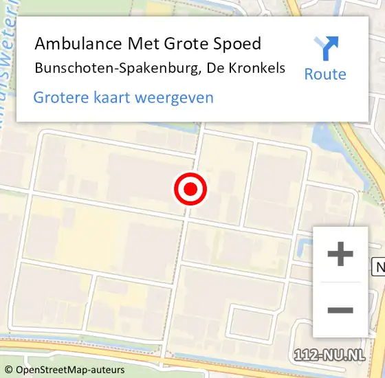 Locatie op kaart van de 112 melding: Ambulance Met Grote Spoed Naar Bunschoten-Spakenburg, De Kronkels op 29 november 2016 17:25